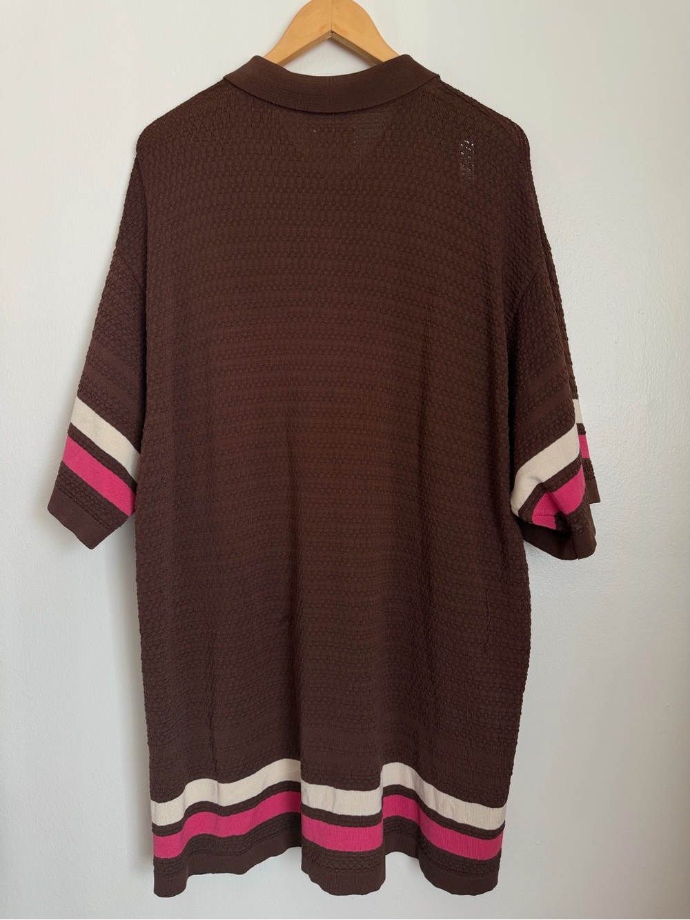 Golf Wang Caddy Stripped Polo Men Size XXL Brown Pink White Pullover - Picture 6 of 8